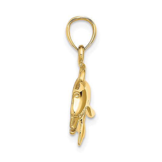 Textured and Polished Dolphin Jumping Charm - WBC