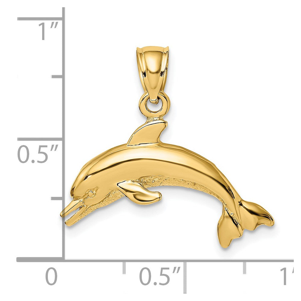 Textured and Polished Dolphin Jumping Charm - WBC