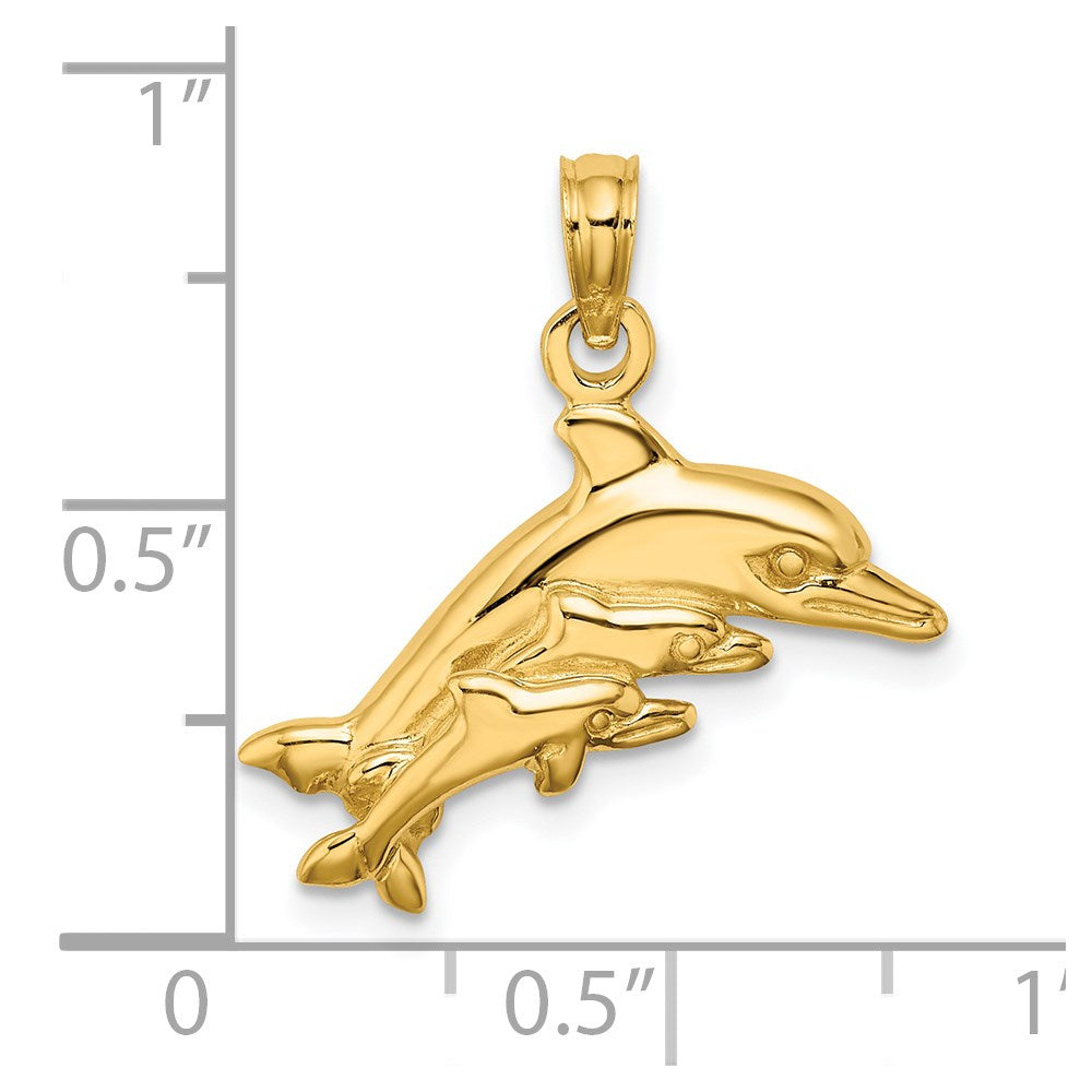 Dolphin with 2 Baby Dolphins Charm - WBC