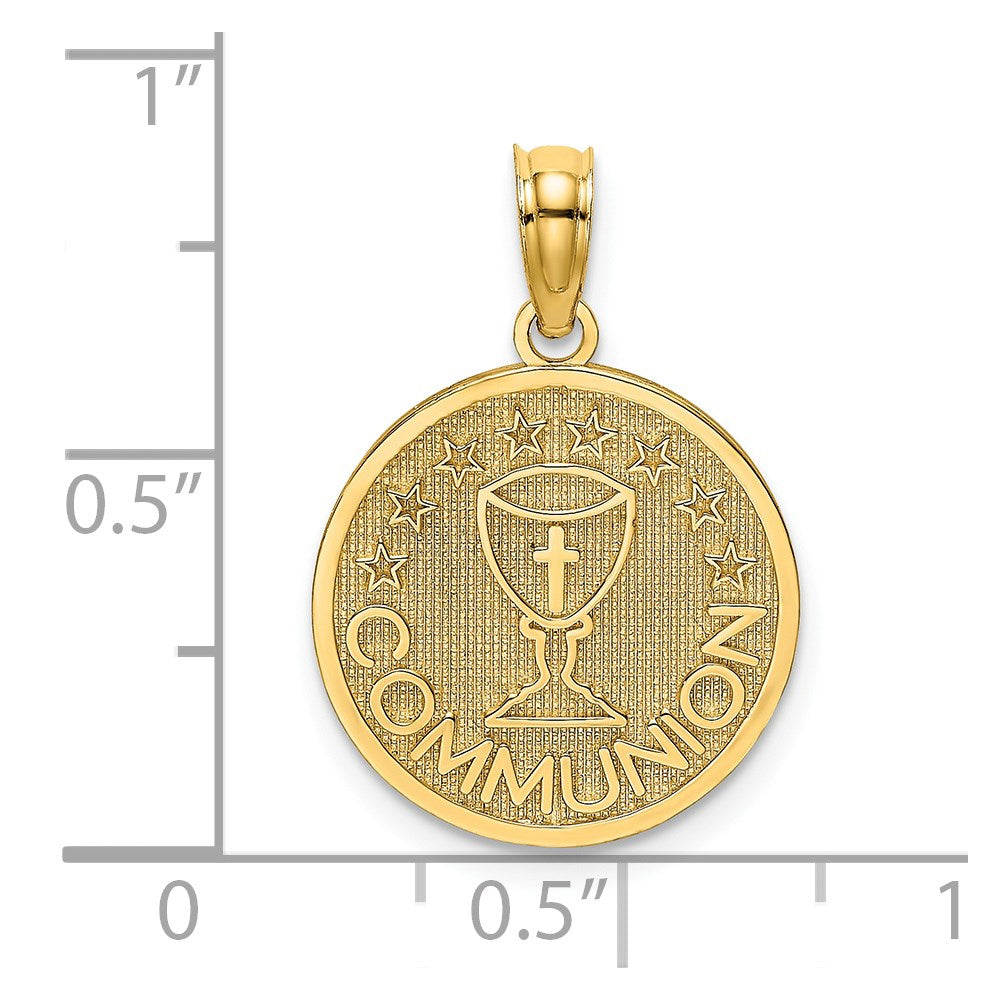 Textured COMMUNION Cup on Round Disc Charm - WBC