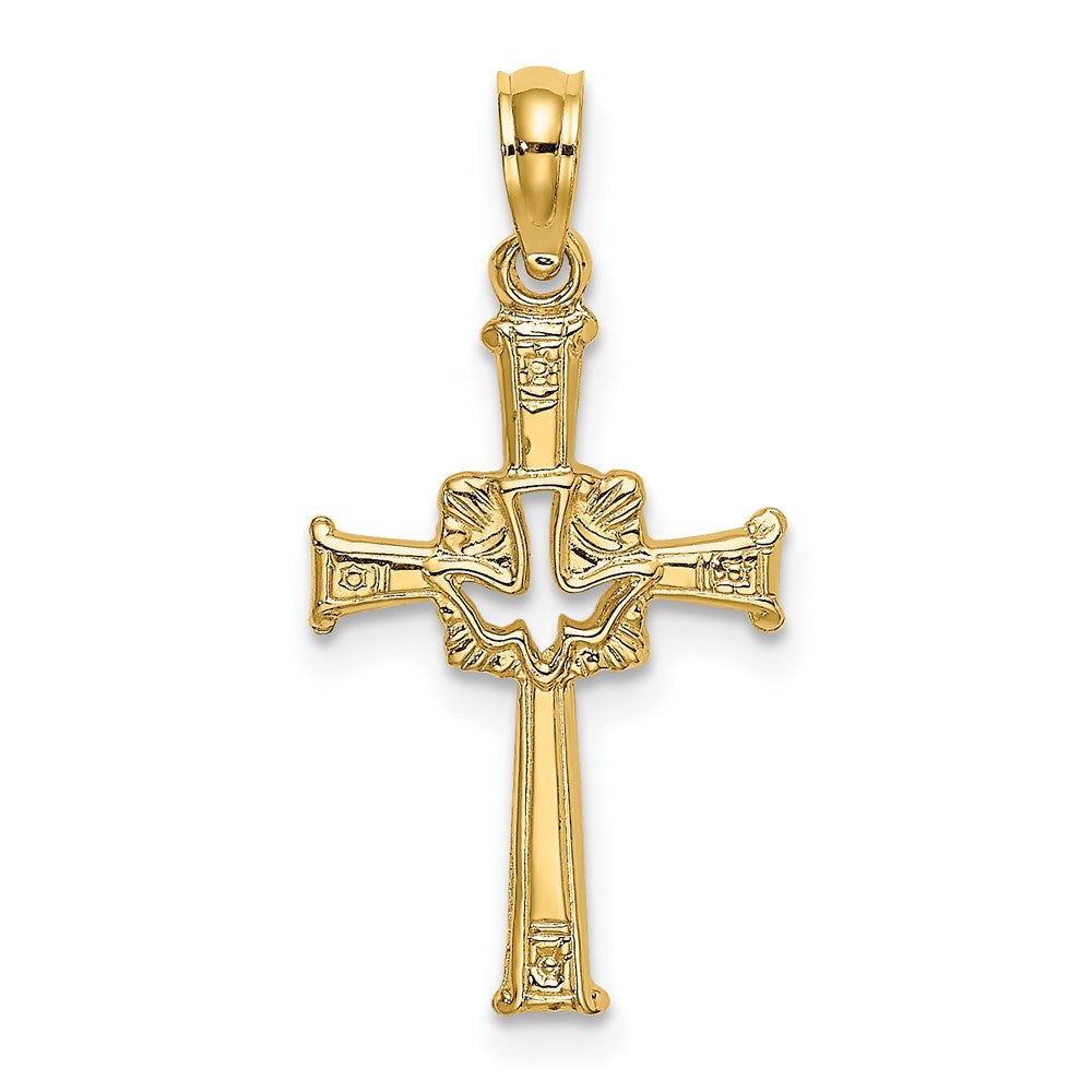 Polished and Textured Cross and Dove Charm - WBC