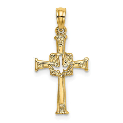 Polished and Textured Cross and Dove Charm - WBC