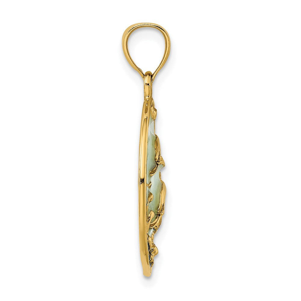 2-D Dolphins with Blue Enamel Charm - WBC