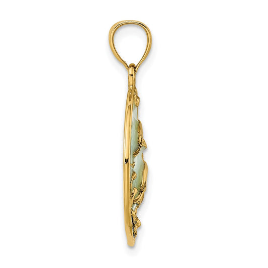 2-D Dolphins with Blue Enamel Charm - WBC
