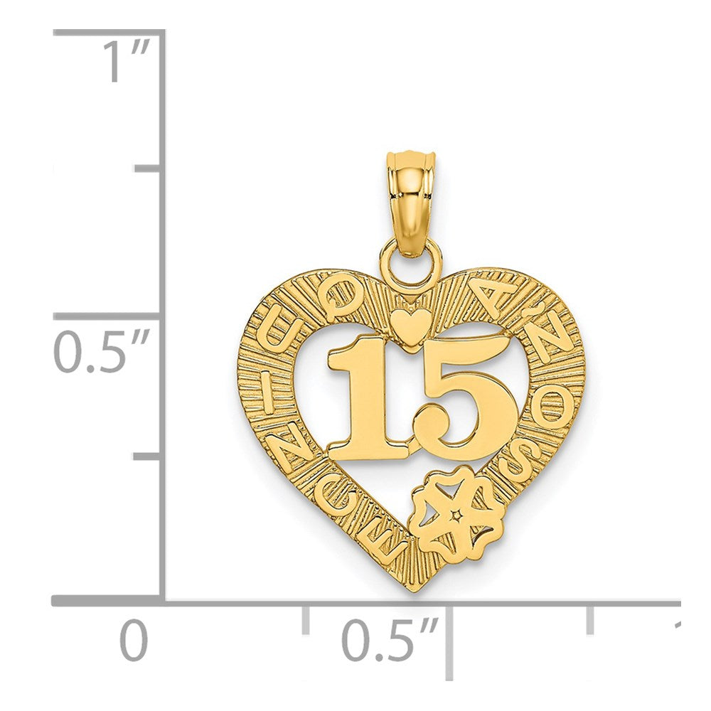 QUINCE ANOS 15 in Heart Charm - WBC