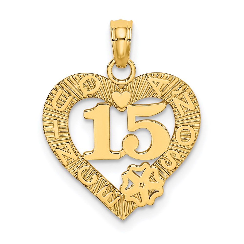 QUINCE ANOS 15 in Heart Charm - WBC