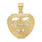 Two-tone with Rhodium SWEET 16 In Heart Charm - WBC