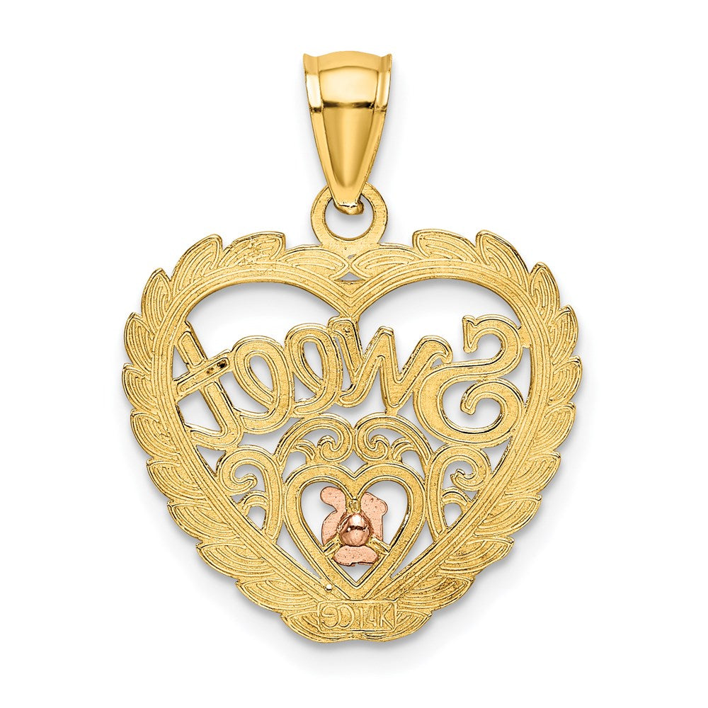Two-tone with Rhodium SWEET 16 In Heart Charm - WBC