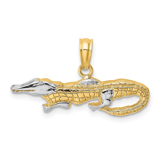 and Rhodium 2-D Alligator Charm - WBC