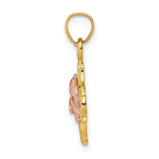 Two-tone with Rhodium Double Dolphins In Frame Charm - WBC