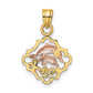 Two-tone with Rhodium Double Dolphins In Frame Charm - WBC