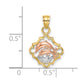 Two-tone with Rhodium Double Dolphins In Frame Charm - WBC