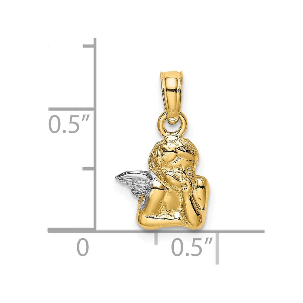 Angel Resting On Elbow with Rhodium Wing Charm - WBC