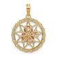 Two-tone with Rhodium Cut-out Angel on Round Scalloped Frame Charm - WBC