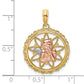 Two-tone with Rhodium Cut-out Angel on Round Scalloped Frame Charm - WBC