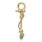 Two-tone 3-D Anchor with T-Bar and Rope with Shackle Bail Charm - WBC