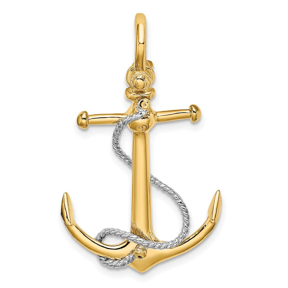 Two-tone 3-D Anchor with T-Bar and Rope with Shackle Bail Charm - WBC