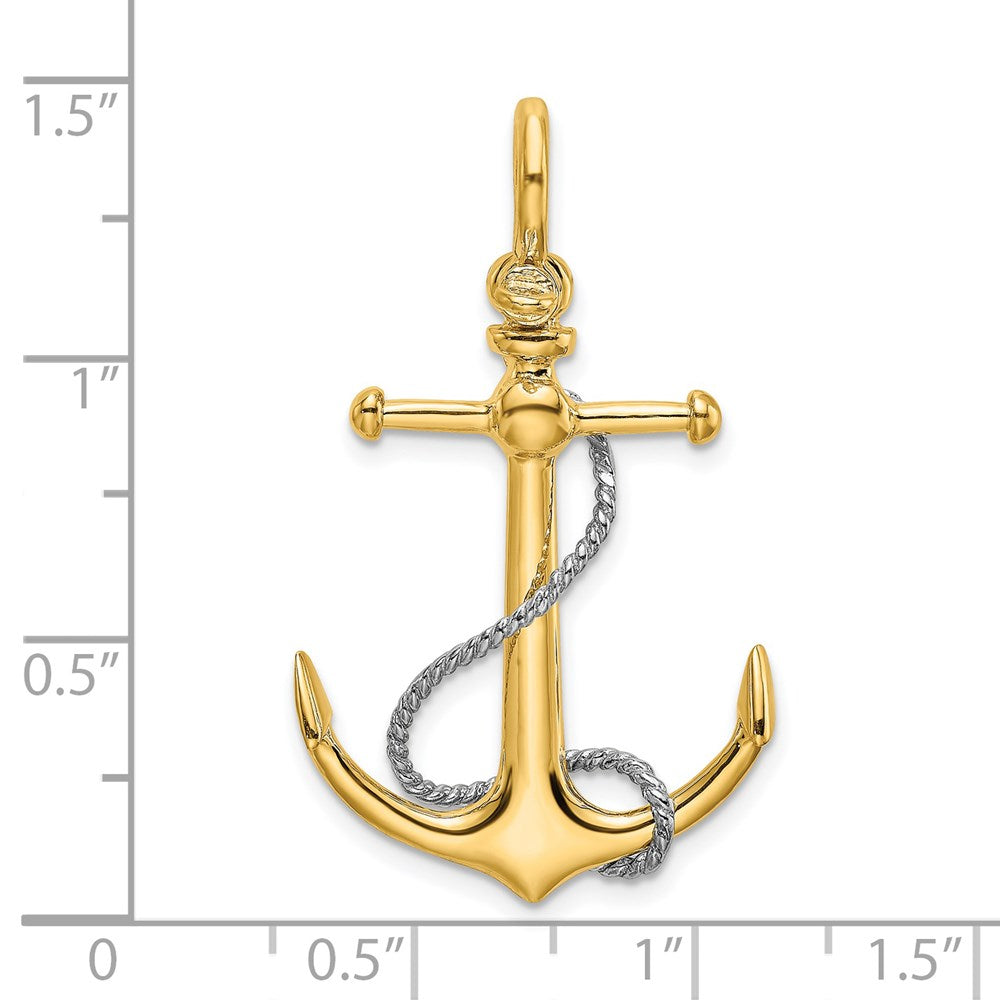 Two-tone 3-D Anchor with T-Bar and Rope with Shackle Bail Charm - WBC