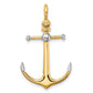 and Rhodium 3-D Anchor with Long T-Bar and Shackle Bail Charm - WBC