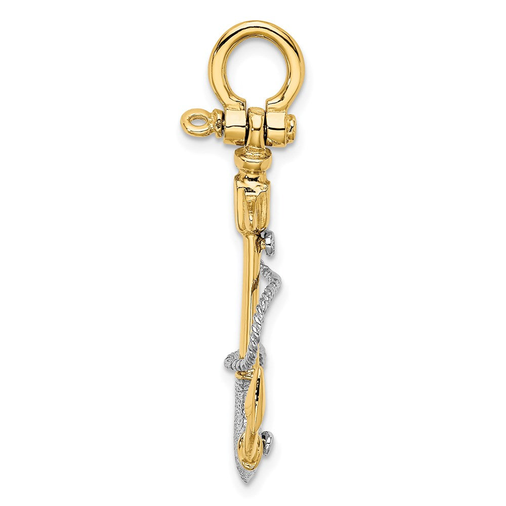 Two-tone 3-D Textured Anchor with Rope and Shackle Bail Charm - WBC