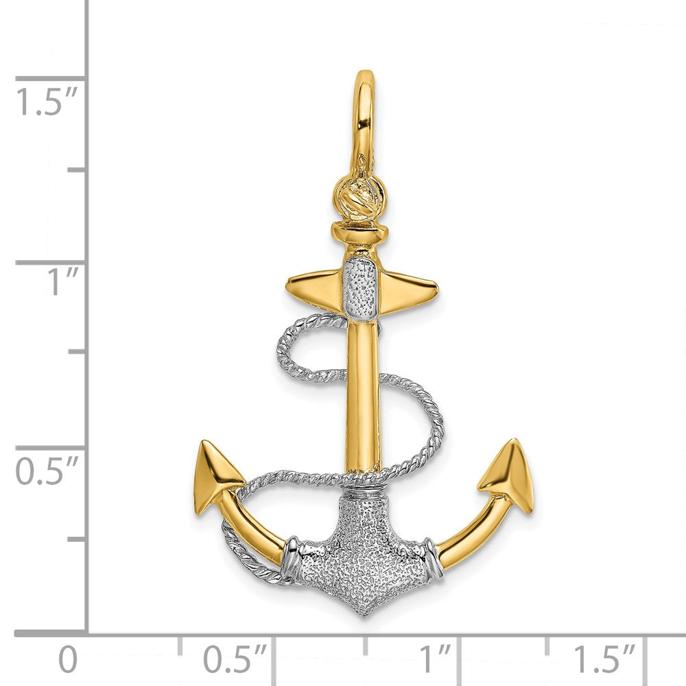 Two-tone 3-D Textured Anchor with Rope and Shackle Bail Charm - WBC