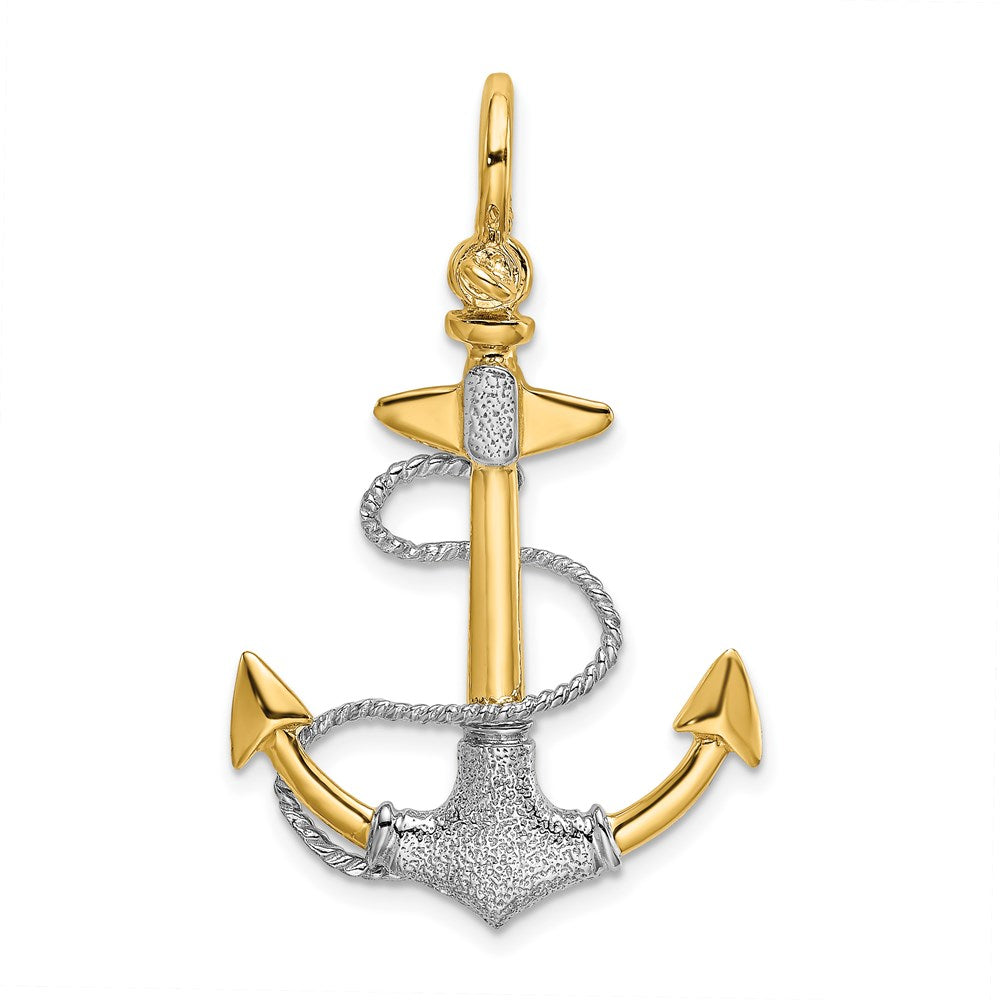 Two-tone 3-D Textured Anchor with Rope and Shackle Bail Charm - WBC