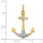 and Rhodium 3-D Textured Anchor with Shackle Bail Charm - WBC