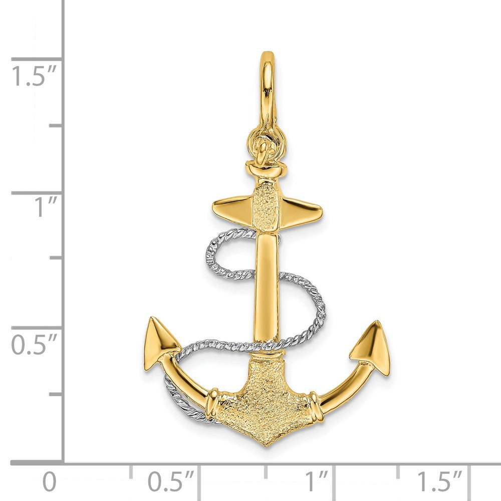Two-tone 3-D Anchor with Rope and Shackle Bail Charm - WBC