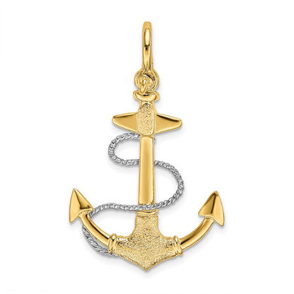 Two-tone 3-D Anchor with Rope and Shackle Bail Charm - WBC