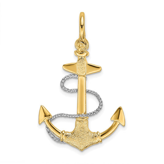 Two-tone 3-D Anchor with Rope and Shackle Bail Charm - WBC