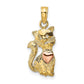 Two-Tone Cat with Heart Charm - WBC