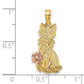 Two-Tone Sitting Cat with Bow and Flower Charm - WBC