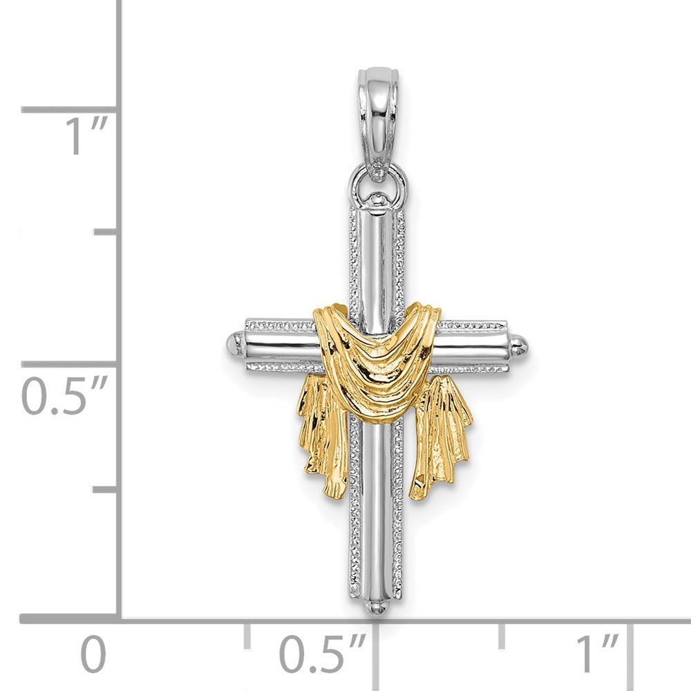 Two-Tone Cross with Drape Charm - WBC