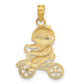 and Rhodium Little Boy On Bicycle Charm - WBC