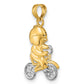 and Rhodium Little Boy On Bicycle Charm - WBC