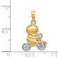 and Rhodium Little Boy On Bicycle Charm - WBC