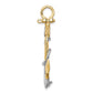 14Kw/Rhodium 3-D Anchor w/ Rope Shackle Bail Charm - WBC
