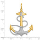 14Kw/Rhodium 3-D Anchor w/ Rope Shackle Bail Charm - WBC