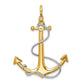 and Rhodium 3-D Large Anchor with Rope and Shackle Bail Charm - WBC