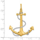 and Rhodium 3-D Large Anchor with Rope and Shackle Bail Charm - WBC