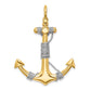 and Rhodium 3-D Large Anchor with Wrapped Rope Charm - WBC