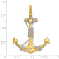 and Rhodium 3-D Large Anchor with Wrapped Rope Charm - WBC