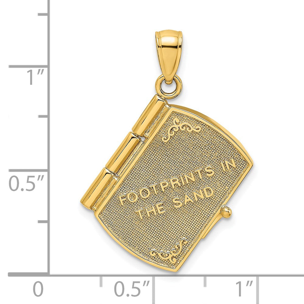 and Rhodium 3-D FOOTPRINTS IN THE SAND Moveable Book with Paper Poem Insert Charm - WBC