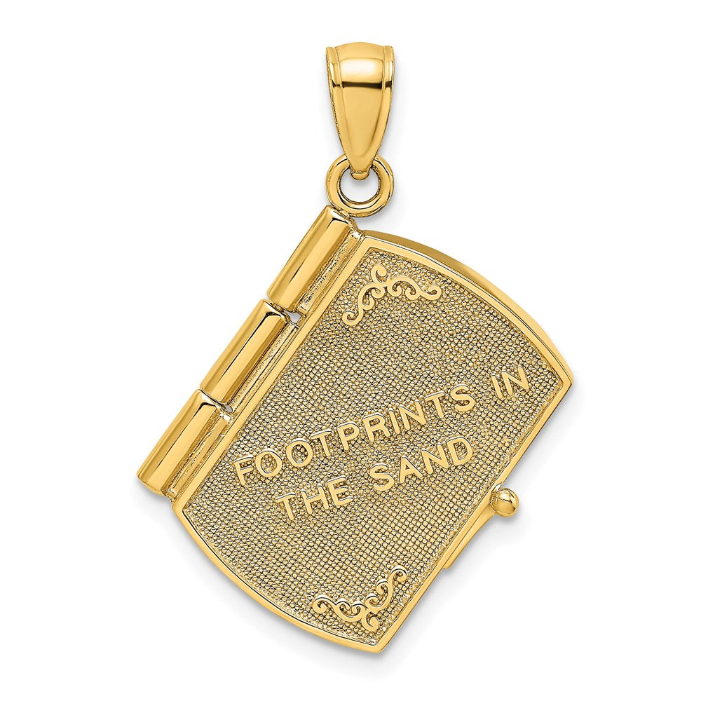 and Rhodium 3-D FOOTPRINTS IN THE SAND Moveable Book with Paper Poem Insert Charm - WBC