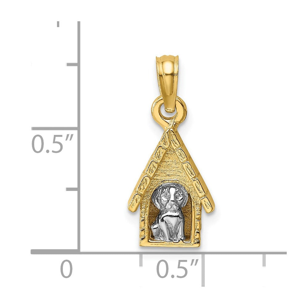 Two-tone 3-D Dog Inside Dog House Charm - WBC