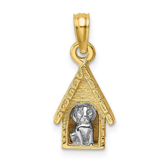Two-tone 3-D Dog Inside Dog House Charm - WBC