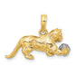 Two-Tone 3-D Cat Playing with Moveable Ball Charm - WBC