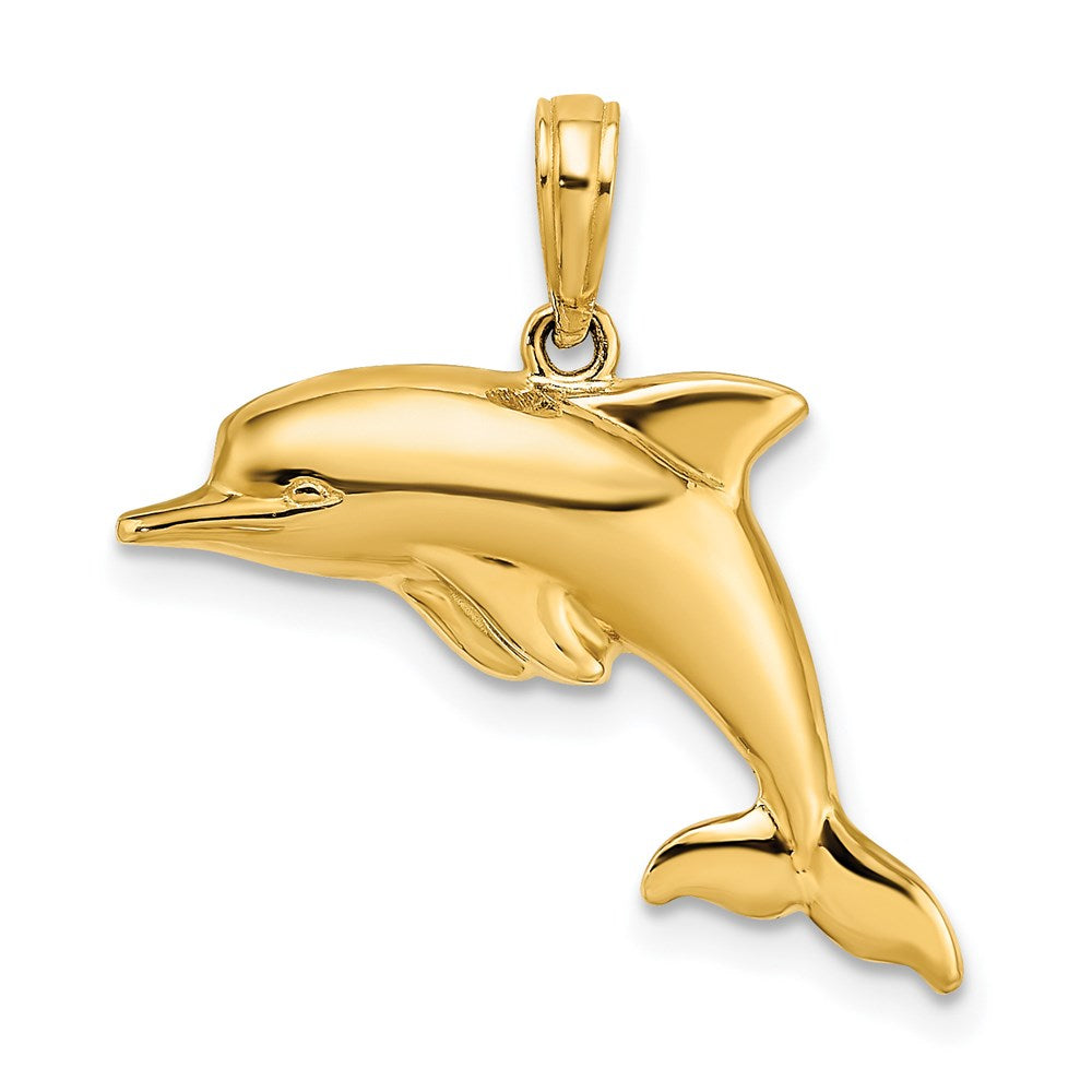 and Rhodium 3-D Reversible Puffed Dolphin Charm - WBC