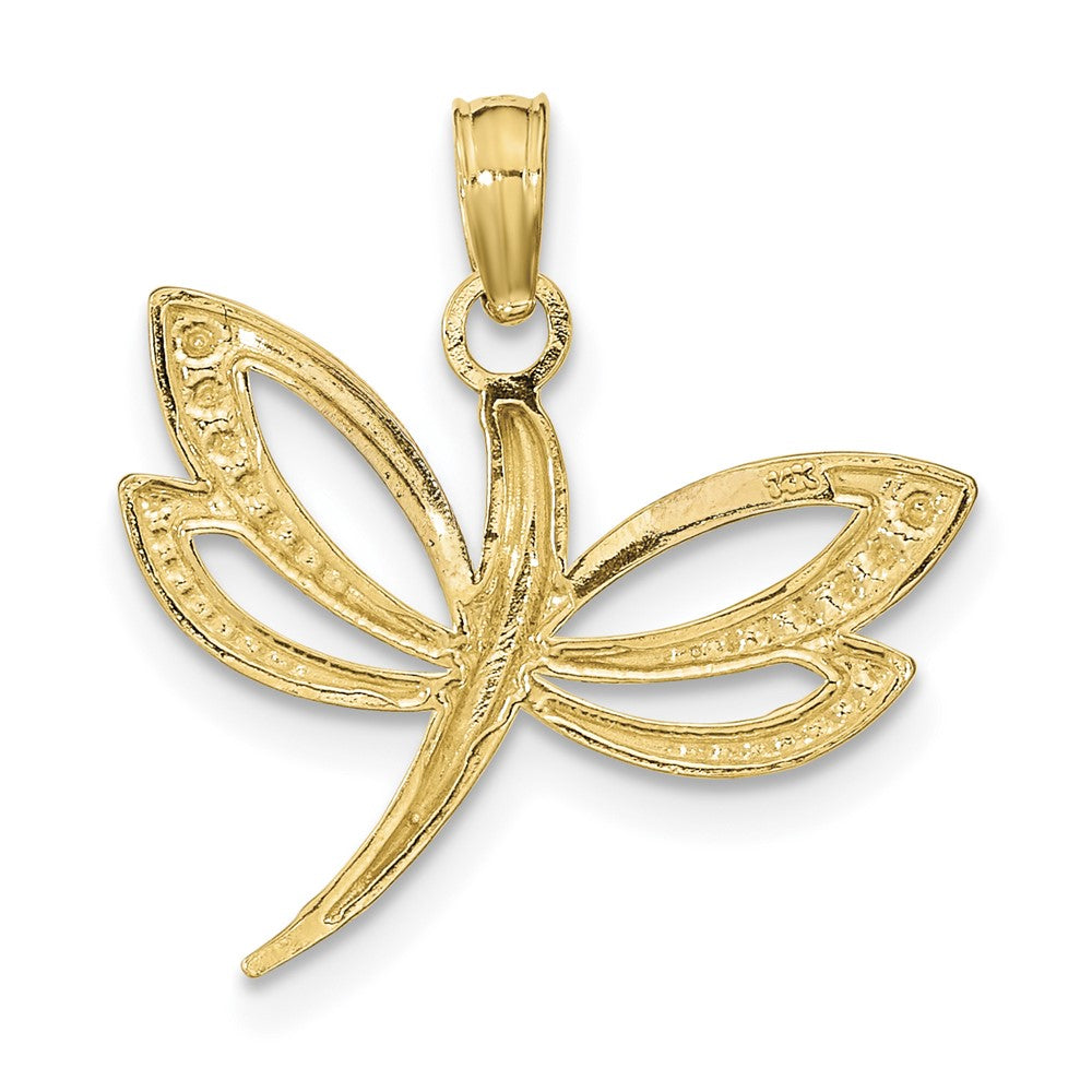 and Rhodium Textured Dragonfly Charm - WBC