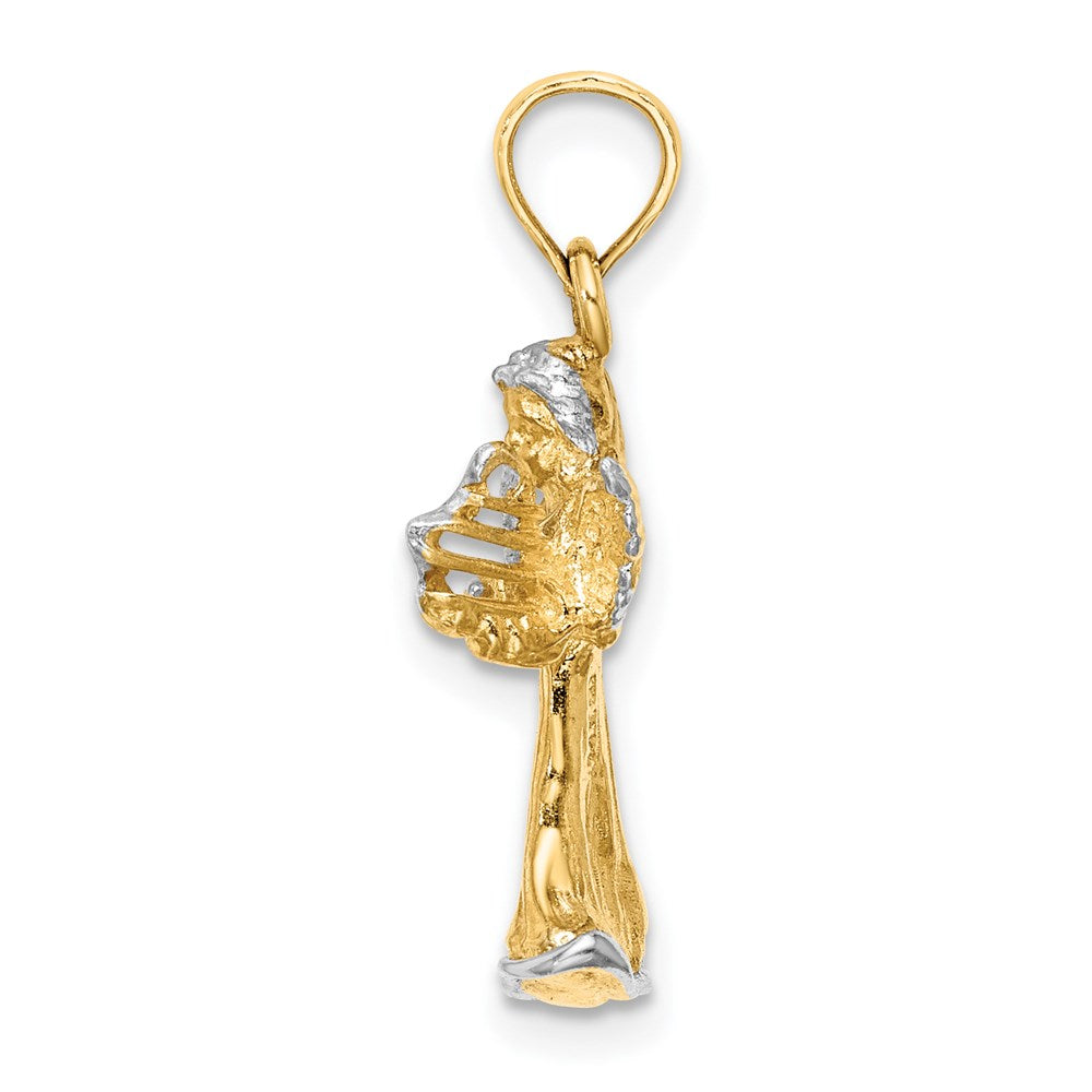 and Rhodium 3-D Angel Playing Harp Charm - WBC